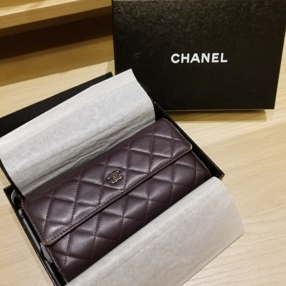 CHANEL Handbags - AUTHENTIC Chanel Wallet - Eggplant/Purple (Used)